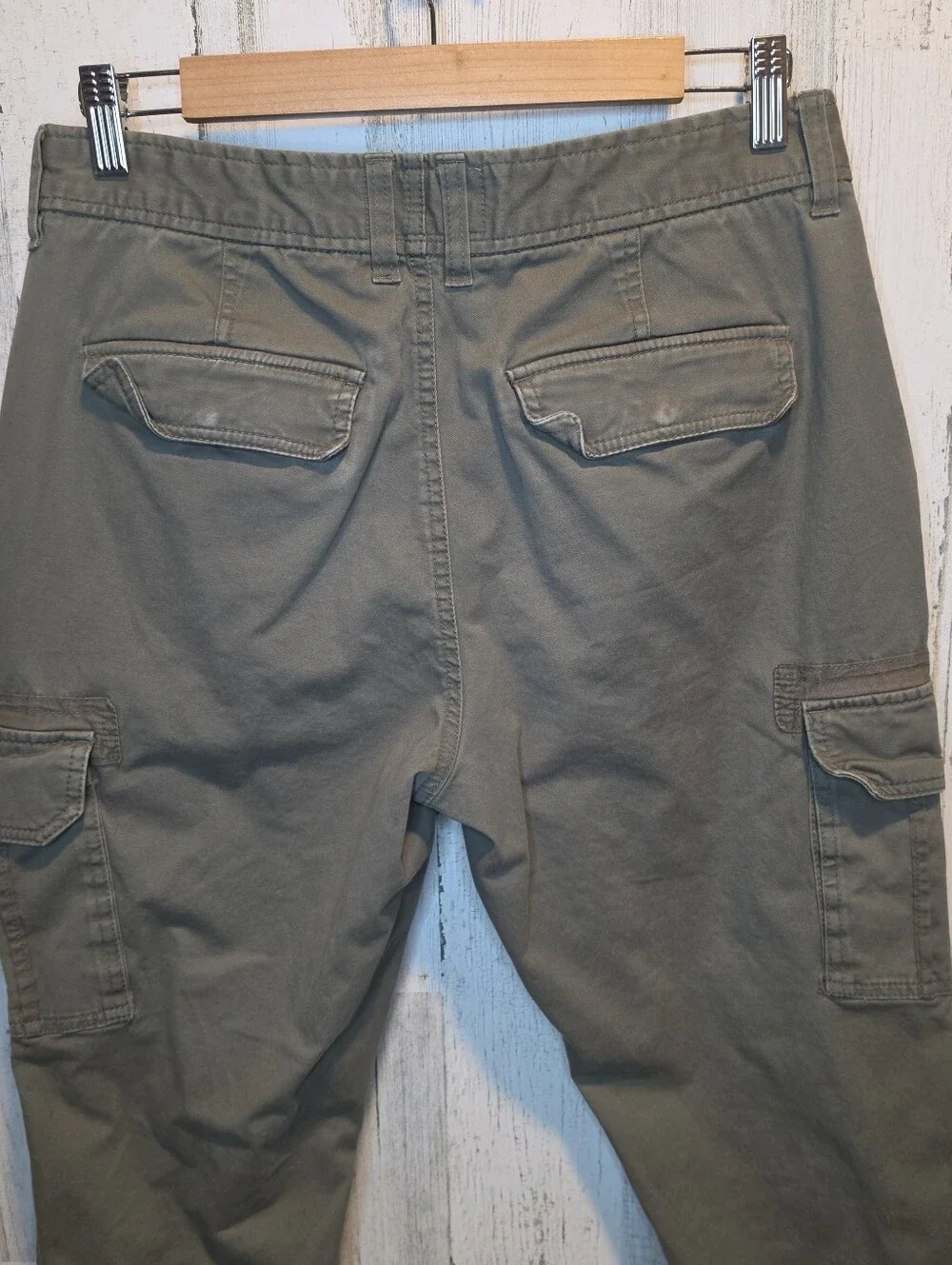 Sun + Stone Mens Cargo Pants 31x30 Olive Green Utility Straight Leg Stretch